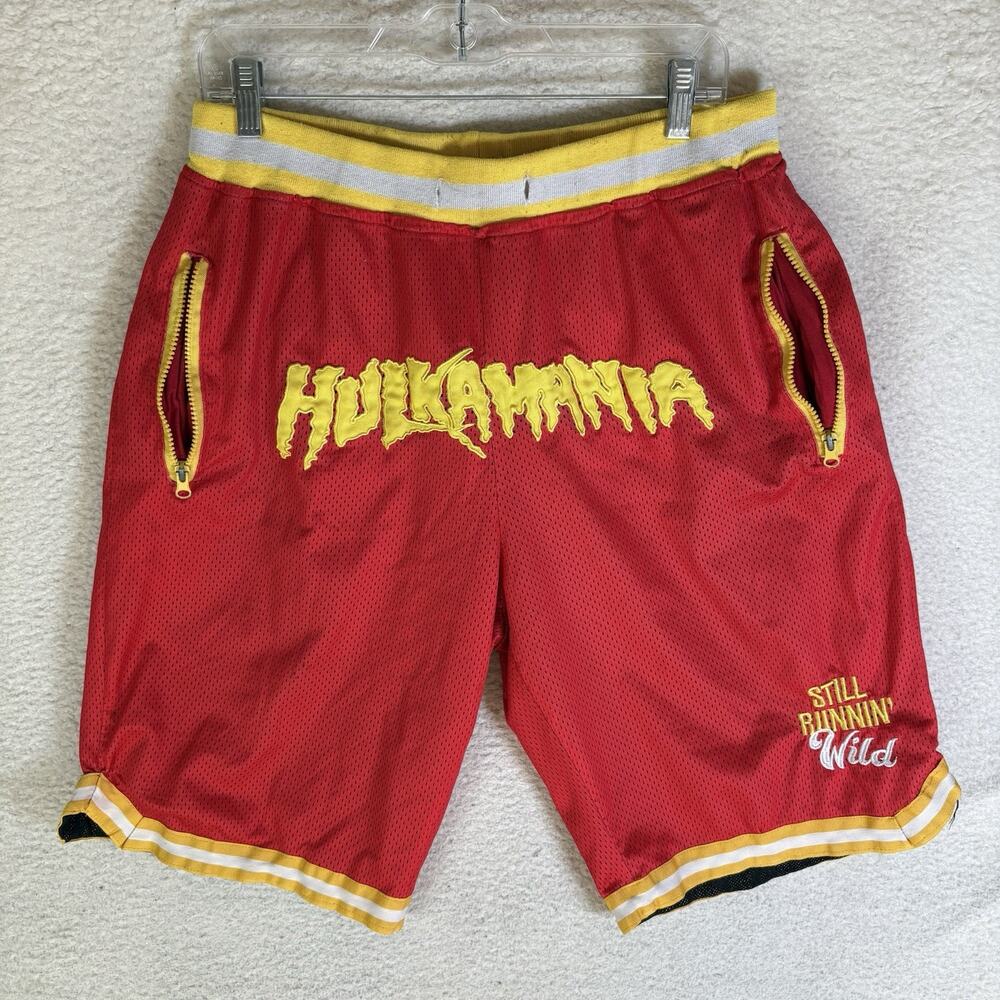 WWE Hulk Hogan Hulkamania Shorts Mens 2XL XXL Red Mesh Boxing No Drawstring